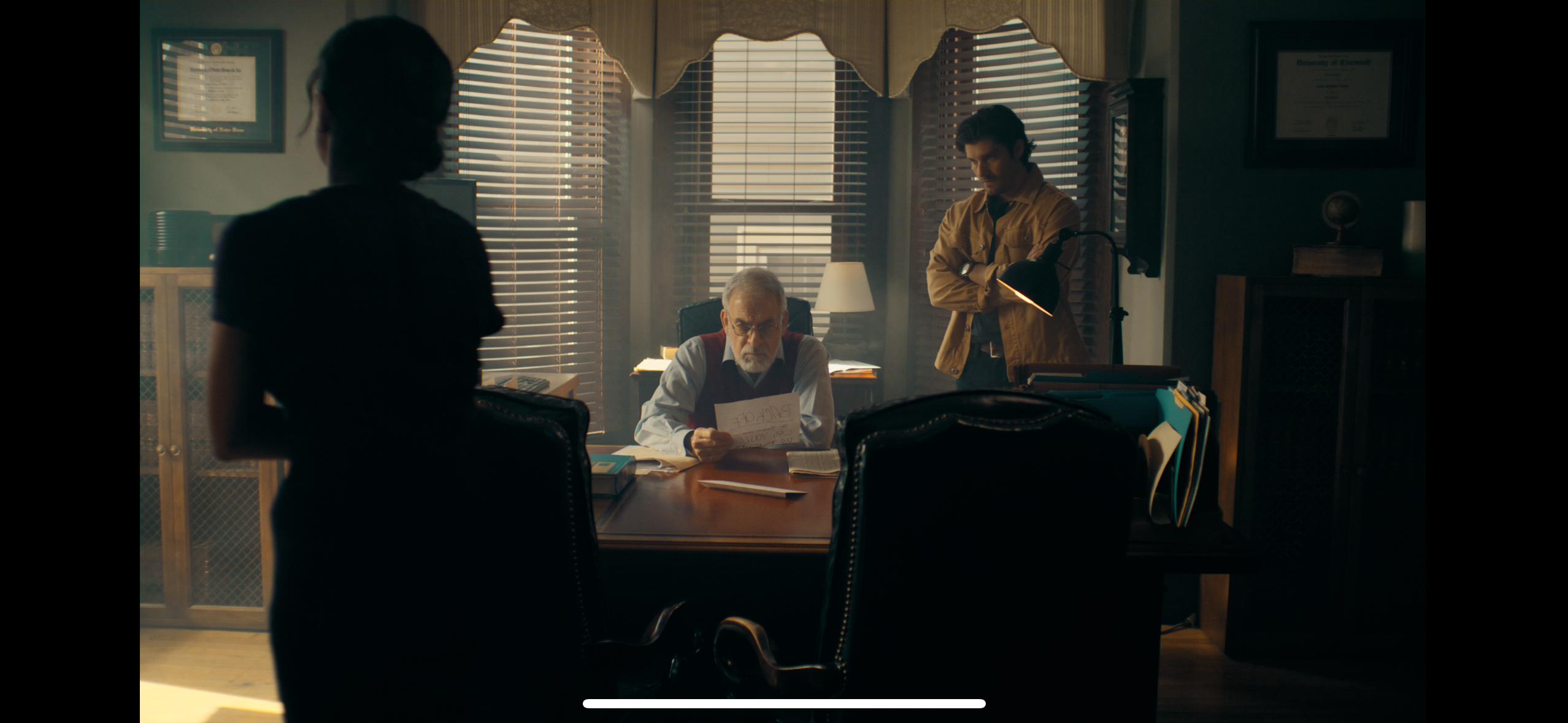 Office scene with venetian blind lighting